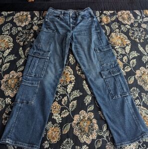 womens cargo denim jeans